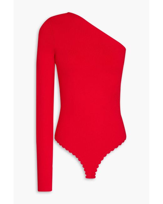 Victoria Beckham Red One-sleeve Stretch-knit Bodysuit