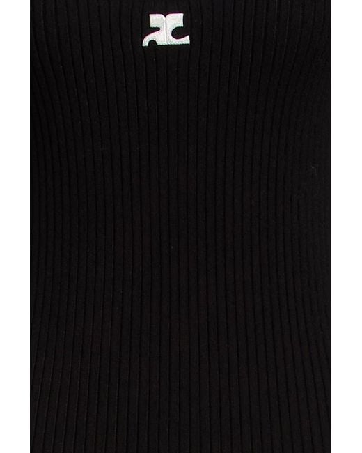 Courreges Black Ribbed-Knit Tank