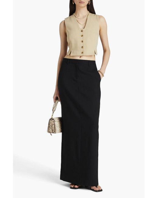 Theory Black Wool-canvas Maxi Skirt