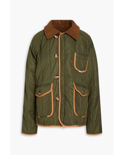 S.S.Daley Green Durham Corduroy-trimmed Shell Jacket