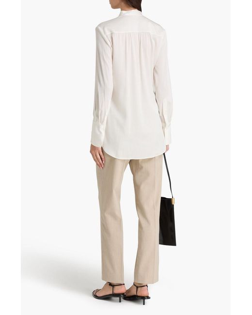 By Malene Birger White Silk-Blend Satin Top