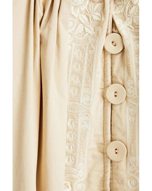 byTiMo Natural Embroidered Cotton-blend Sateen Coat