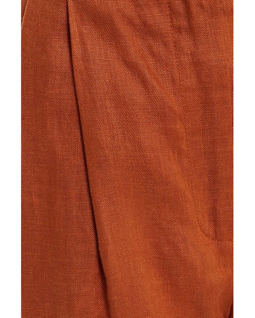 Zimmermann Orange Super eight hose mit weitem bein aus leinen mit falten