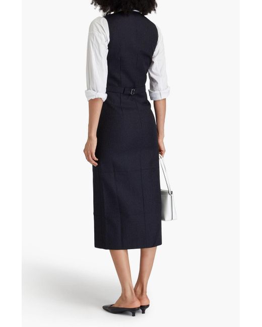 Rohe Blue Pinstriped Wool-twill Midi Dress