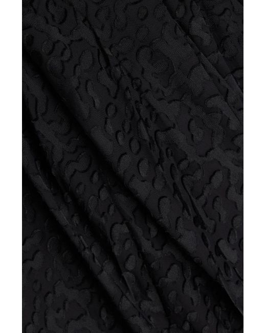 IRO Black Asymmetric Leopard-print Devoré-velvet Dress