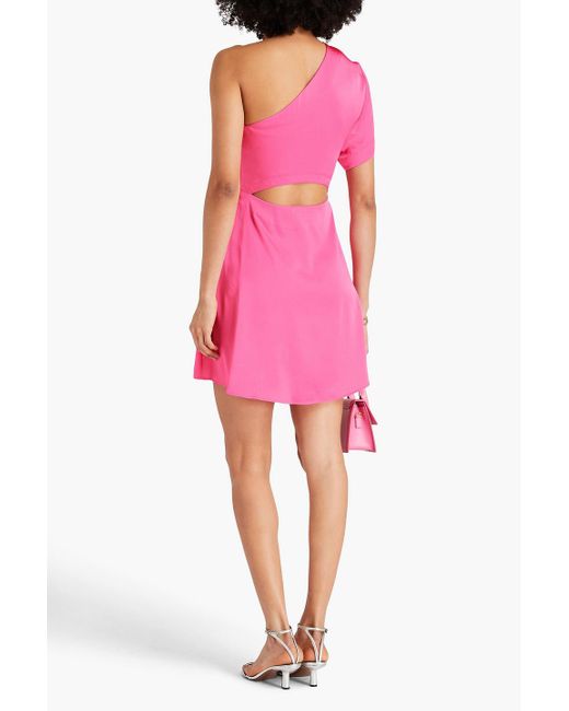 Claudie Pierlot Pink One-shoulder Cutout Satin Mini Dress