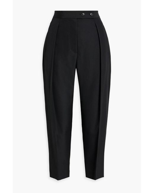 3.1 Phillip Lim Black Cropped Pleated Crepe Tapered Pants