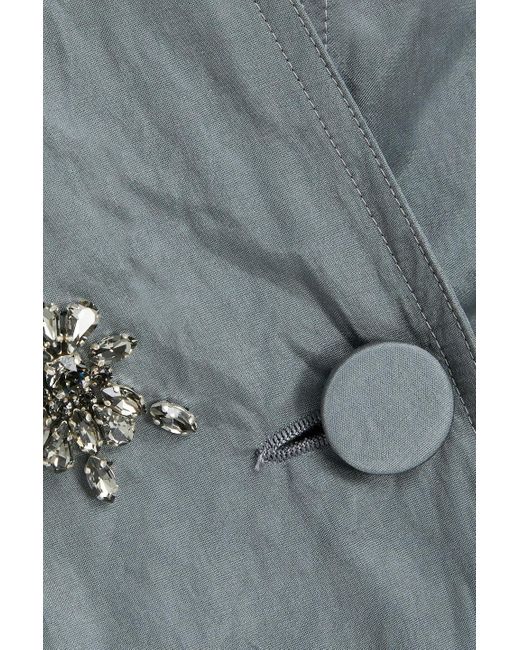 Huishan Zhang Blue Crystal-embellished Crinkled-satin Peplum Jacket