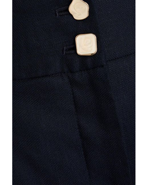 Veronica Beard Blue Kuna Cropped Linen-blend Wide-leg Pants