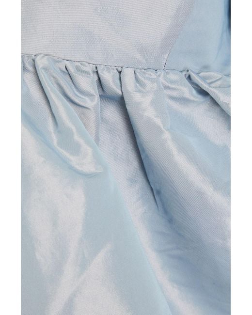 Ganni Gathered Taffeta Maxi Dress in Blue | Lyst Australia