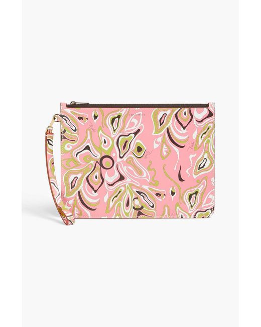 Emilio Pucci Pink Printed Leather Pouch
