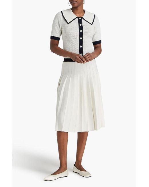 Thom Browne Natural Pleated Crochet-Knit Midi Shirt Dress