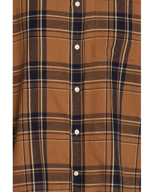 Officine Generale Brown Arsene Checked Cotton And Linen-blend Shirt for men