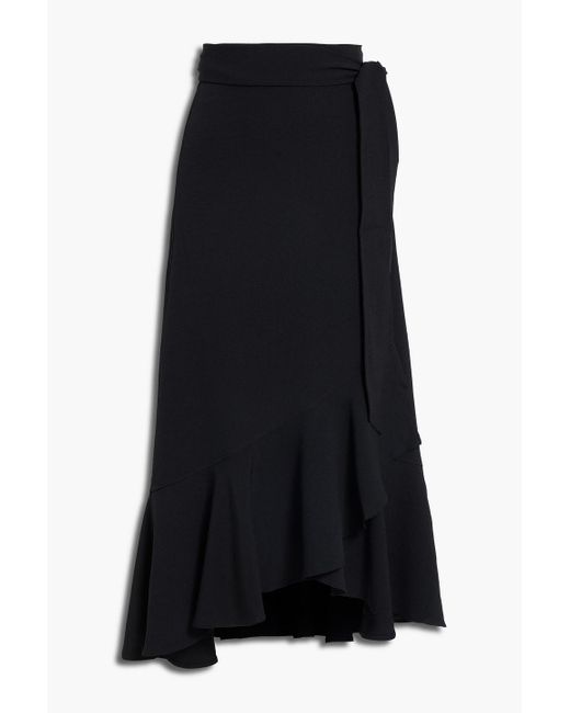 Ganni Ruffled Crepe Maxi Wrap Skirt in Black | Lyst Canada