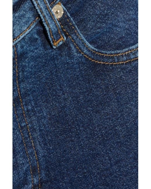 FRAME Blue The Ruler Crop High-Rise Straight-Leg Jeans