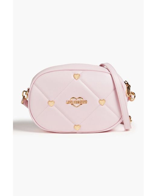 Love Moschino Pink Quilted Embellished Faux Leather Shoulder Bag