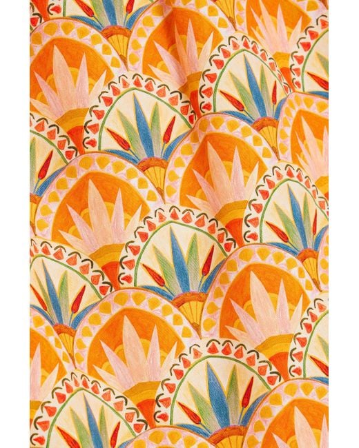 Saloni Yellow Ashley Printed Cotton-Poplin Mini Dress