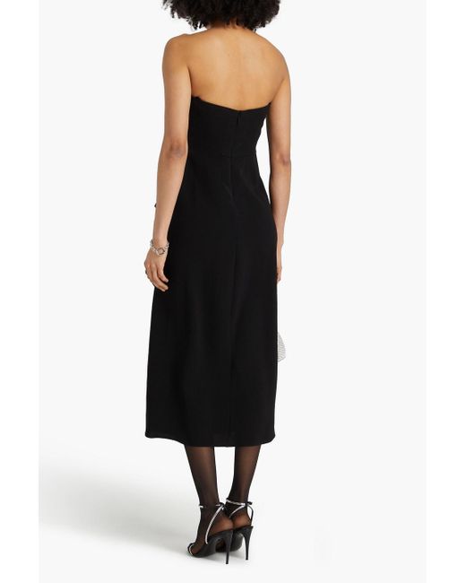 Jonathan Simkhai Black Keelan Strapless Wrap-effect Crepe Midi Dress