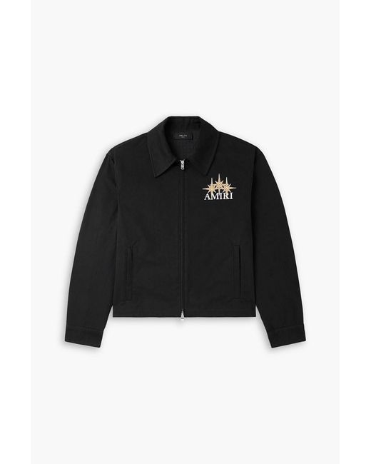 Amiri Black Embroidered Cotton-Twill Jacket for men