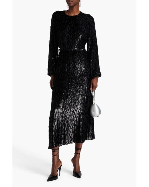 Jonathan Simkhai Black Odina Metallic Fil Coupé Lurex And Silk-blend Midi Dress