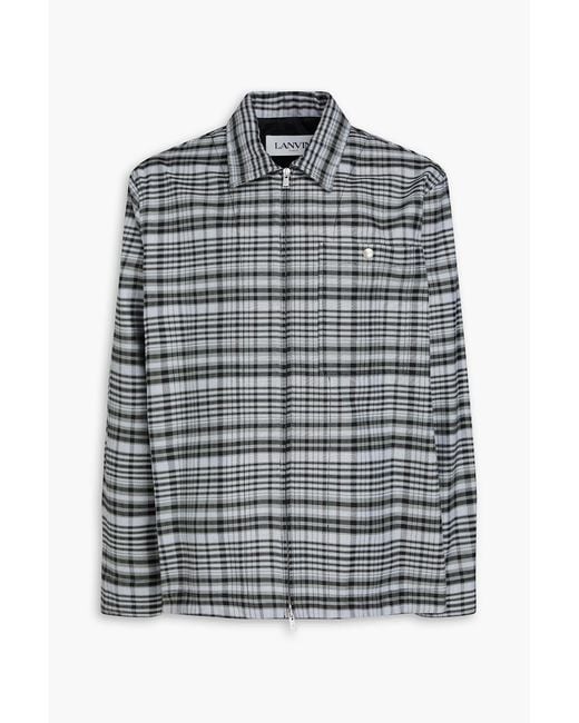 Lanvin Gray Checked Cotton And Wool-blend Overshirt for men