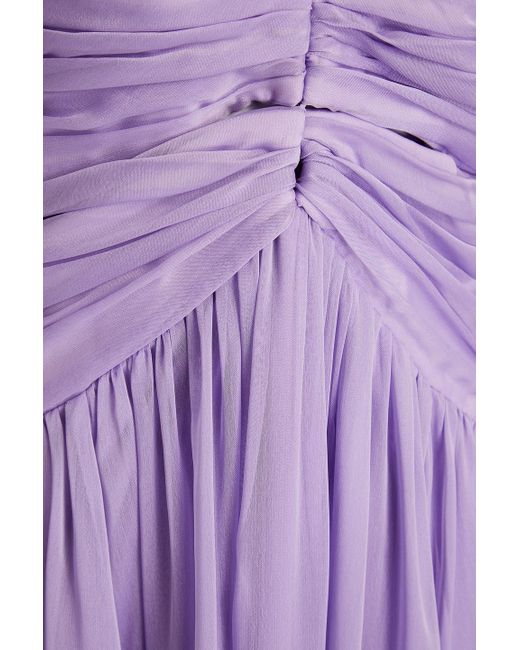 Rasario Purple Ruched Cutout Chiffon Maxi Dress