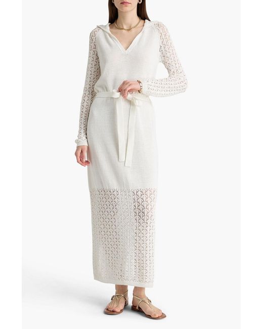 Zimmermann White Pointelle-Knit Hooded Maxi Dress