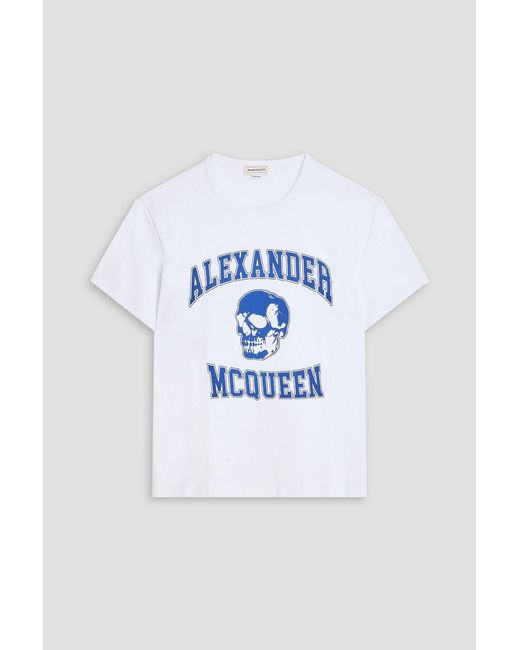 McQueen Blue Printed Cotton-Jersey T-Shirt for men
