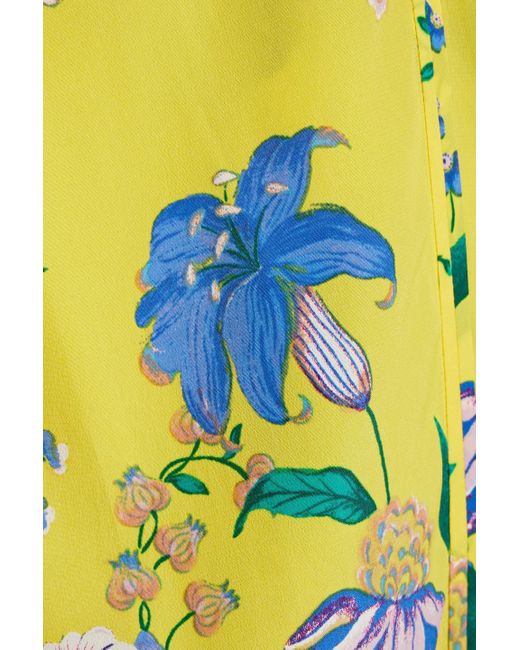 Diane von Furstenberg Yellow Ginny Floral-print Crepe De Chine Blouse