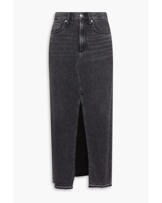 Rag & Bone Black Clara Denim Midi Skirt
