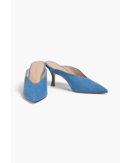 Stuart Weitzman Blue Lula Denim Mules