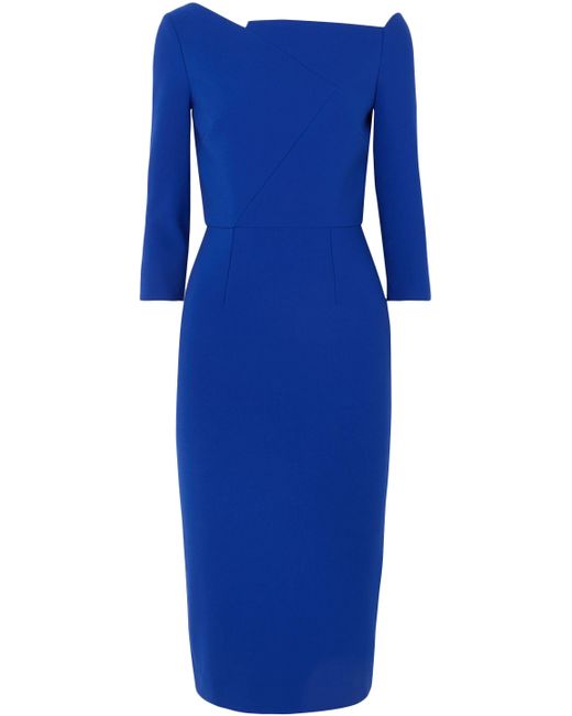Roland Mouret Witham Asymmetric Stretch-crepe Dress Cobalt Blue