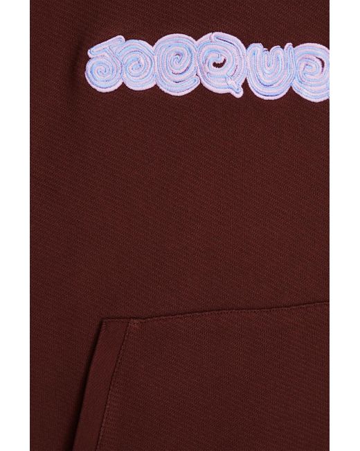 Jacquemus Brown Spirale Embroidered French Cotton-terry Hoodie for men