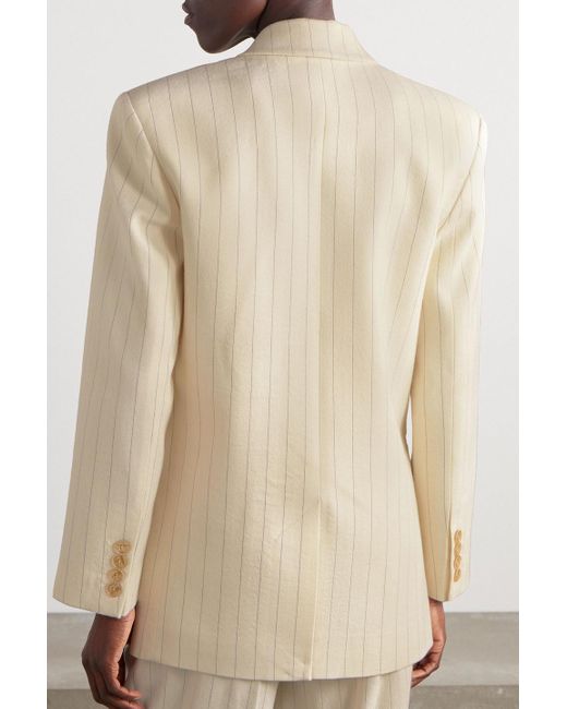 Zimmermann Natural Luminosity Oversized Double-breasted Pinstriped Wool And Cotton-blend Blazer