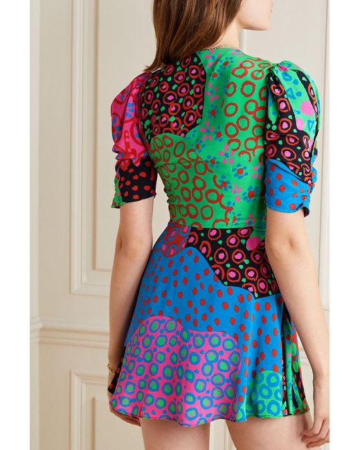 RHODE Red Leanna Twist-front Printed Crepe De Chine Mini Dress