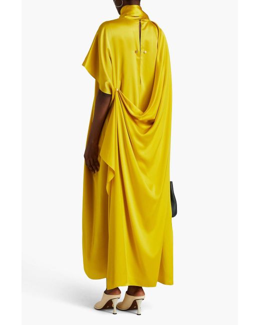 Roksanda Yellow Draped Silk-satin Maxi Dress