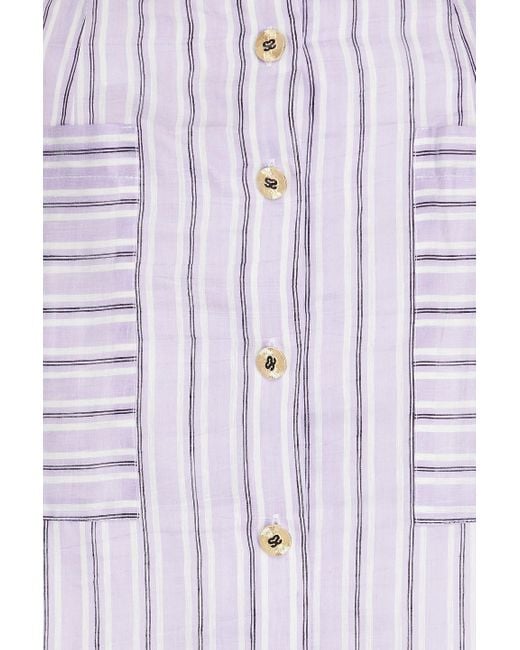 Sandro Purple Blondy Striped Linen-blend Gauze Midi Skirt