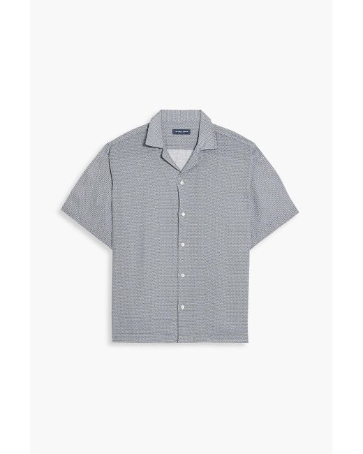 Frescobol Carioca Gray Angelo Printed Linen Shirt for men