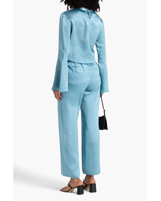 Nanushka Blue Brenda Satin Wide-leg Pants