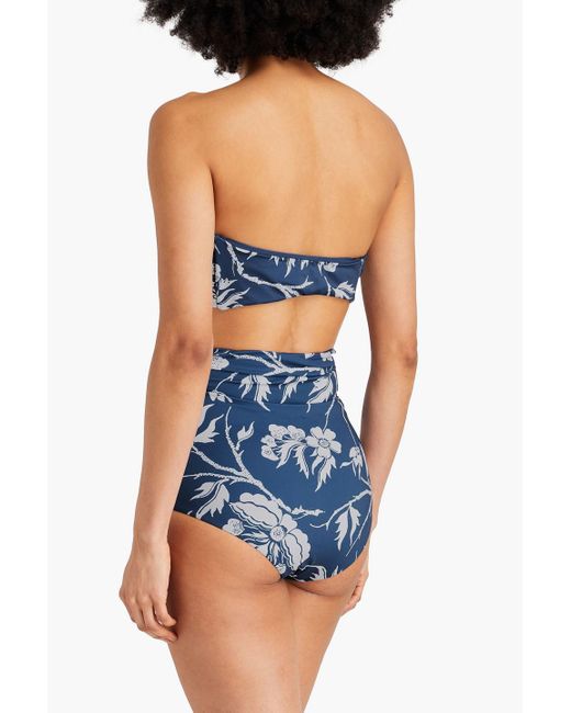 Mara Hoffman Blue Kai Knotted Floral-print Bandeau Bikini Top