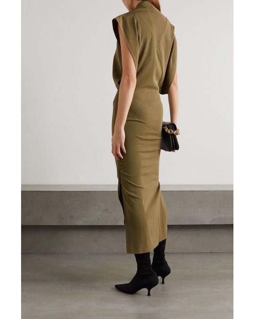 Petar Petrov Green Avis Draped Twill Midi Dress