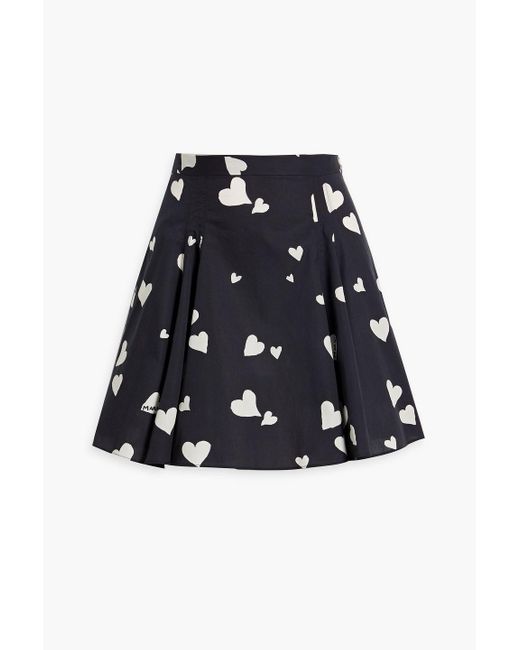 Marni Black Pleated Printed Cotton Mini Skirt