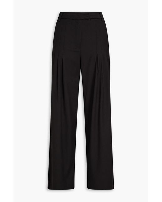 REMAIN Birger Christensen Black Pleated Crepe Wide-Leg Pants