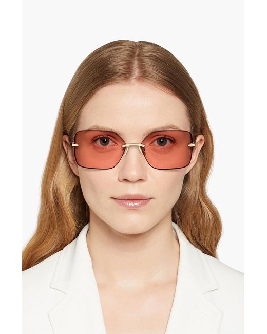 Zimmermann Pink Square-Frame Metal Sunglasses