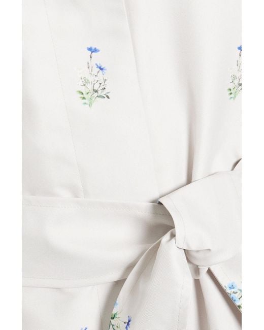 Sleeper White Trenchcoat aus shell mit floralem print und cordbesatz