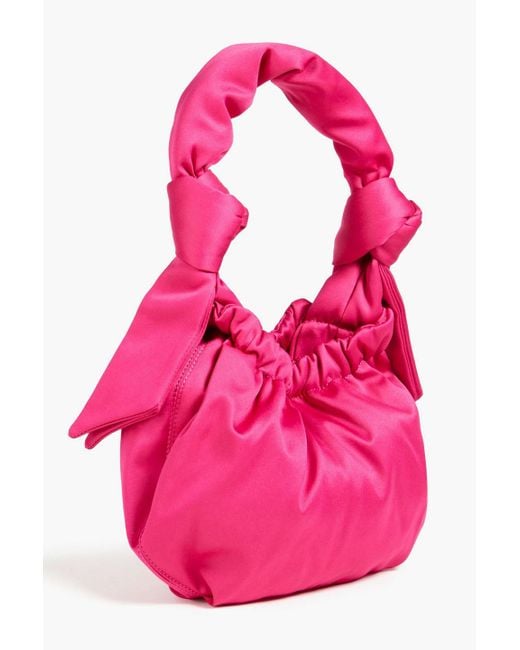 Ganni Pink Knotted Satin Shoulder Bag