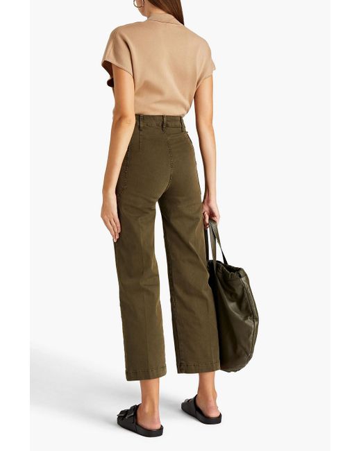 FRAME Green Cropped Stretch-cotton Twill Cargo Pants