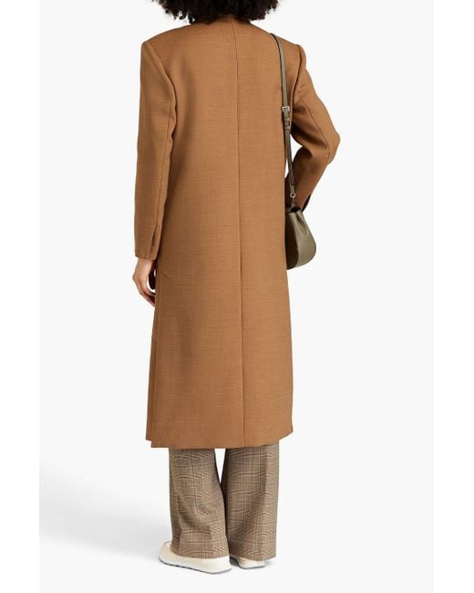 Sandro Brown Double-breasted Twill Coat