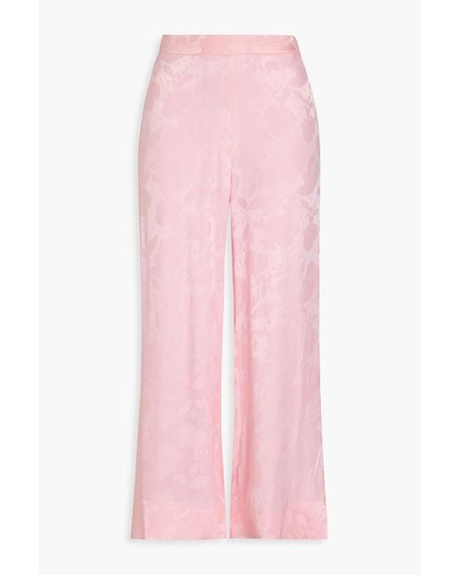 The Vampire's Wife Pink Cropped Satin-jacquard Flared Pants