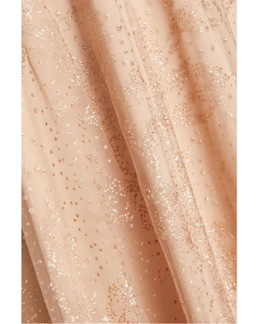 Marchesa Natural Glitter Cape Gown